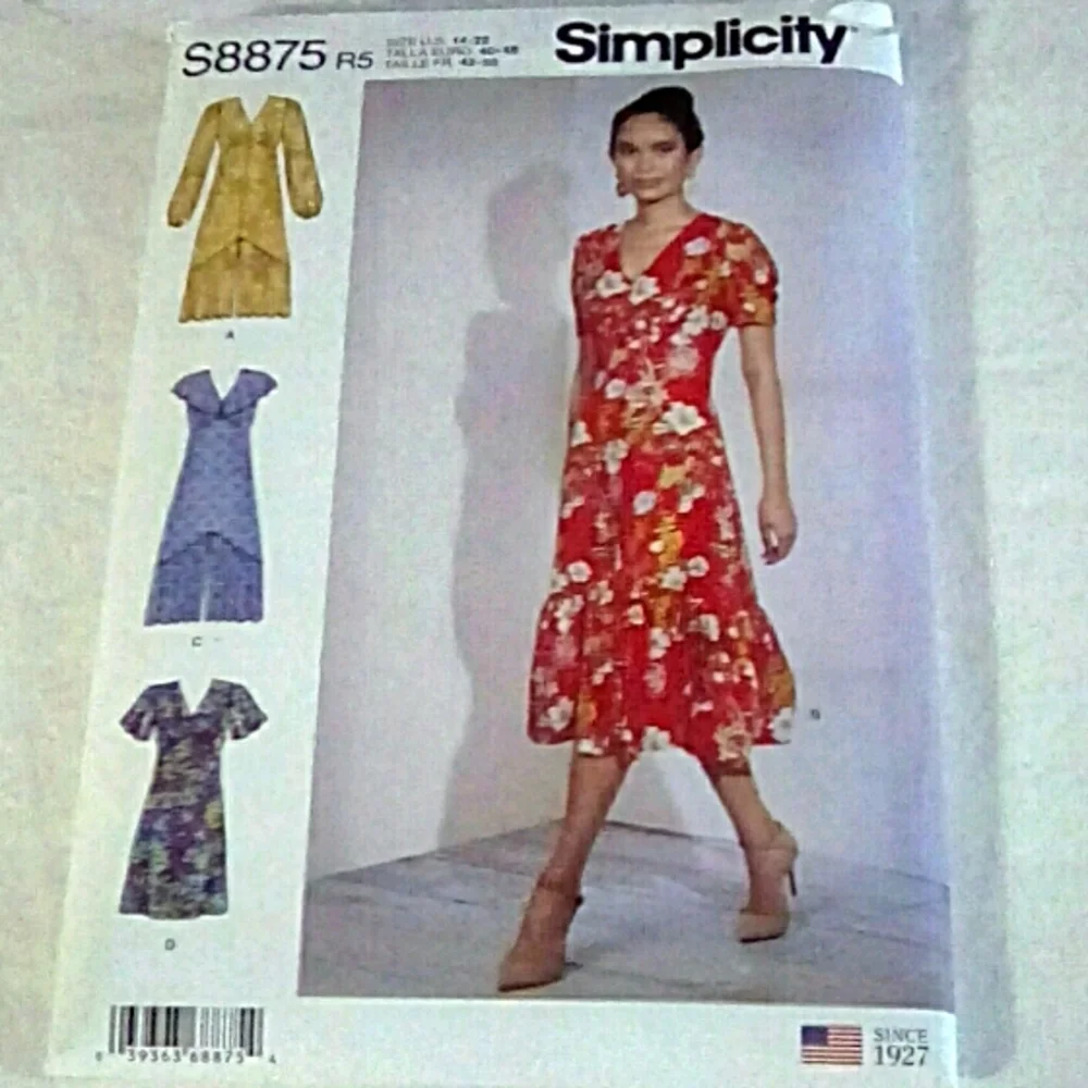 Simplicity 8875 Misses' dresses 4 styles sz 14-22